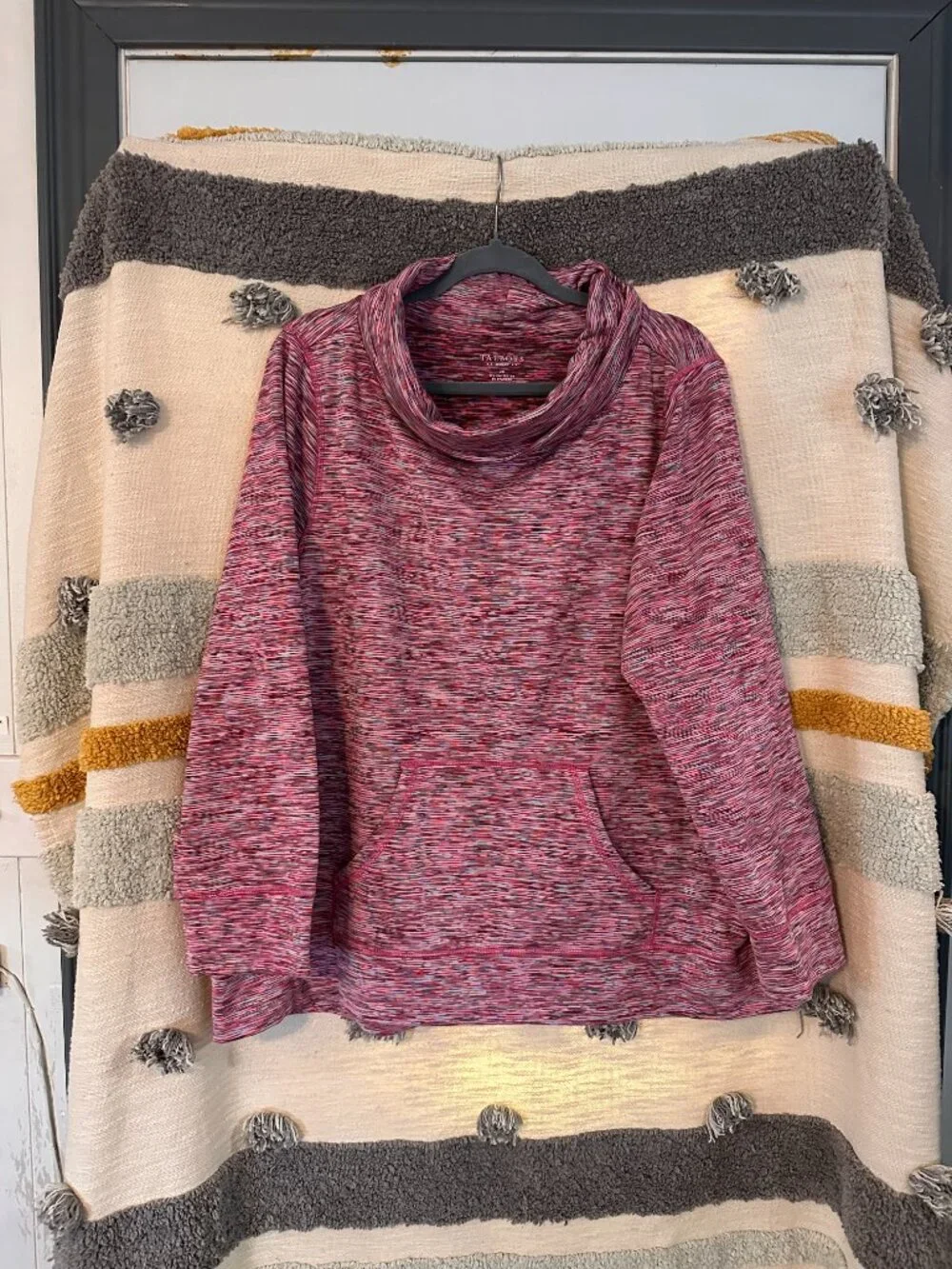 Talbots Woman Marled Pink Space Dye Cowl Neck Pullover Top - Plus Size 2X